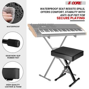 Sgabello Imbottito Regolabile per Pianoforte, Panca per Tastiera con Cuscino da 3 Pollici, Sedia Pieghevole Robusta per Musicisti - Product Image 6