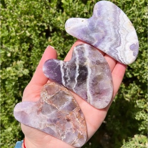 Chakralume Natural Chevron Amethyst Gua Sha Facial <b>Massage</b> <b>Tool</b> Hand Polished Crystal for Skincare Reiki Chakra Energy Healing - Product Image 5