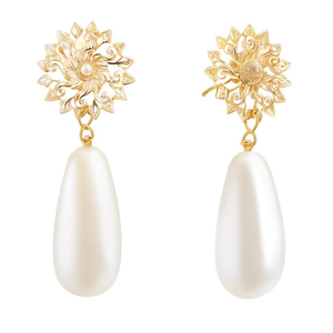 Big Sun Design Jhumka Earrings-Ethnic Pearl Hoop Earrings for Party - Product Image 2