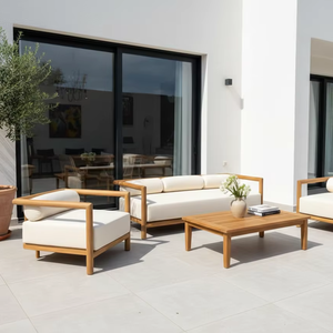 Modern Caira Outdoor <b>Sofa</b> Set Premium Teak Modular Patio Lounge UV-Resistant Garden Poolside Hotel Dining Furniture Minimalist - Product Image 6
