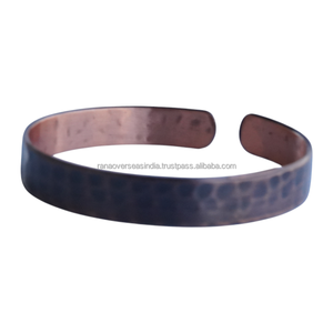 Pure Copper Eco-Friendly Recyclable Lightweight Waterproof Cuff Antique Hammerred Adjustable <b>Open</b> Bracelet 40mm+ Unisex - Product Image 6