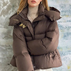 Custom <b>Women</b> <b>Puffer</b> <b>Jacket</b> Full Zip Winter Coat Wholesale Bulk Production - Product Image 4