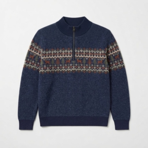 Sudadera de punto holgada con cremallera para hombre, estilo polo casual de manga larga para primavera - Product Image 1