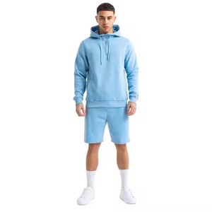 Sudadera con capucha de forro polar azul claro con media cremallera y cuello alto, personalizada al por mayor, fabricante OEM ODM - Product Image 5