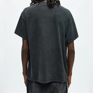 Customized High Quality Men's Acid Wash Denim <b>Rhinestone</b> T-Shirts Streetwear Retro Boxy Cozy Vintage Luxury <b>Tops</b> 100% Cotton - Product Image 2