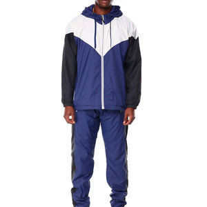 Fabricants de vêtements OEM – Survêtement coupe-vent personnalisé pour homme, color-block, à capuche, léger, en polyester, style sportif, pour le jogging - Product Image 5