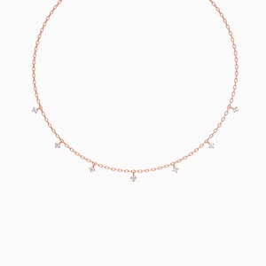 สร้อยคอเพชรประดับเพชรทวินเคิลดรอปส์ 0.41 กะรัต ผลิตในห้องปฏิบัติการ ตัวเรือนทอง 9K สีเหลือง ขาว และโรสโกลด์ - Product Image 1