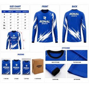 High Quality Custom Winter Mountain Bike Jersey Long Sleeve Heat-Transfer Printed Cotton/Polyester Quick Dry Breathable Unisex - Product Image 6