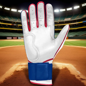 <b>Navy</b> Blue Light Blue Leather Batting Glove Ambidextrous Padded Comfortable Hook and Loop Closure for Training Unisex Adult - Product Image 5