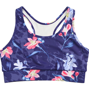 Sujetador deportivo sólido para mujer con cuello redondo, espalda cruzada, soporte medio, transpirable, con malla en la espalda, de Spandex/Nylon, ecológico, de secado rápido. - Product Image 6