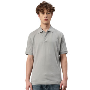 Polo homme uni à manches courtes, 100% coton piqué, coupe décontractée, col polo gris - Product Image 1