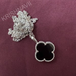 Elegant 18K White Gold Classic Moissanite Clover Pendant Cuban Link <b>Necklace</b> <b>Chain</b> Women Luxury Jewelry Party Fashion Gift - Product Image 3