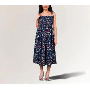 Robe midi en coton tissé à la main de qualité supérieure pour femmes, robe de longueur moyenne avec tissu tissé traditionnel disponible à la vente - Product Image 1