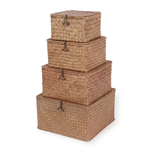 Estuche de papelería de lujo hecho de hierba marina, caja de regalo tejida a mano, resistente, precio económico, listo para enviar. - Product Image 2