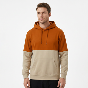 Sweat-shirt à capuche pour homme, coupe oversize, décontracté, en molleton bouclette, avec poches, design color block, tricoté, coupe classique, automne - Product Image 2