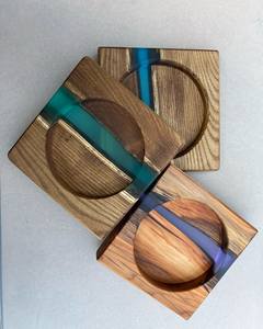 Sous-verres carrés en bois écologiques de luxe, résistants à la chaleur, modernes, pour protéger les tasses et mugs - Product Image 4