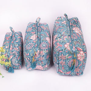 Handmade Luxury Eco-Friendly Large Capacity Printed Cotton Quilted Multicolor Cosmetic <b>Makeup</b> Bag Travel Portable Pouch Storage - Product Image 2