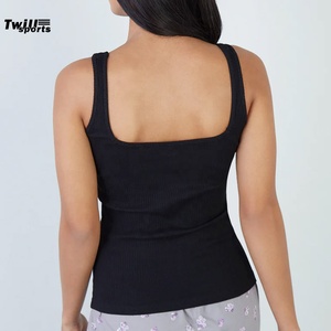 Custom Women's Plus Size Camisole Solid Black Ribbed Short Cropped Seamless Knitted 100% <b>Bamboo</b> Fiber Quick Dry & Breathable - Product Image 2