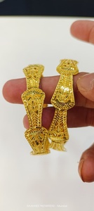 22k Solid Gold <b>Bangle</b> Set for Women Traditional Indian Filigree Flower Design Gold Kada <b>Bracelets</b> Bridal Wedding Jewelry - Product Image 3