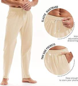 New Style Men's Canvas <b>Trousers</b> Breathable <b>Waterproof</b> 100% Cotton Casual Wear Customized Logo Mid Waist Straight Pattern Price - Product Image 3