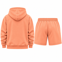 Ensemble sweat à capuche et short pour homme personnalisé, en molleton de coton pêche, décontracté, pour l'automne, avec logo imprimé sur le devant, ensemble 2 pièces pour homme
