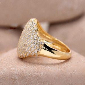 Chunky <b>Dome</b> Moissanite <b>Ring</b> Prong Setting Classic Wedding, Anniversary or Engagement <b>Ring</b> Women's Silver Rhodium Plated for gift - Product Image 3