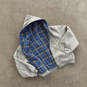 Sweat à capuche zippé oversize gris simple, style gothique décontracté, unisexe - Product Image 2