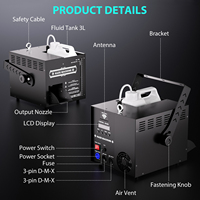 Machine à fumée U`King 1000W DMX512 avec réservoir de 3L, télécommande, machine à brouillard à base d'eau pour fêtes, discothèques, mariages, DJ