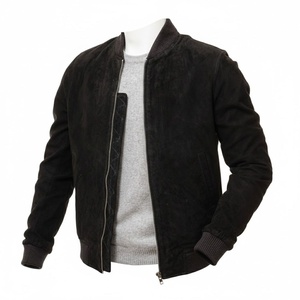 Sheepskin <b>Shearling</b> Leather <b>Jacket</b> Casual <b>Jacket</b> with Zippered Closure Genuine Leather <b>Bomber</b> <b>Jacket</b> for Men's - Product Image 1