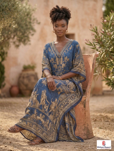 Women Printed <b>Kaftan</b> Dress Loose Fit Beach Wear Lightweight Fabric <b>Summer</b> Island Vacation Style Bulk Supply - Product Image 5