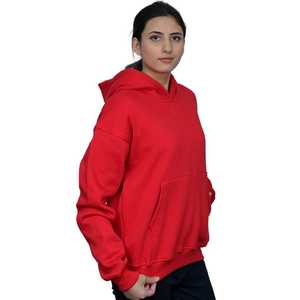 Printed Polyester Cotton <b>Hoodie</b> for Women <b>Red</b> Casual Pullover Sweatshirt Relaxed Fit Long Sleeve Comfortable Fashion Apparel - Product Image 4