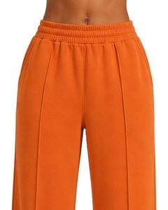 Pantalon de jogging ample taille haute pour femme, orange vif, coupe décontractée, style streetwear, pour le quotidien, personnalisé par le fabricant - Product Image 5