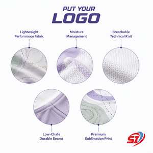 T-shirt de course personnalisé avec logo d'équipe, sublimation, séchage rapide, vêtements de marathon Violet Sage Motion Map - Product Image 4