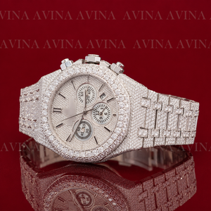 Luxury Iced Out Moissanite <b>Chronograph</b> Watch for Men | Full Pave Rose Gold Diamond Watch | Stainless Steel Hip Hop Timepiece - Product Image 4