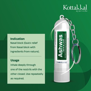 Arya Vaidya Sala Kottakkal Ashwas Inhaler Spray Herbal pour le Soulagement Nasal des Adultes avec Porte-clés Intégré - Product Image 3