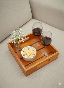 High Quality Multipurpose Wooden Serving Tray Platter Ideal for Breakfast Tea Storage <b>Table</b> & <b>Kitchen</b> Decor - Product Image 3