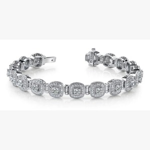 Magnifique bracelet à maillons en or blanc avec diamants de laboratoire de 10,50 carats à taille ronde - Product Image 1