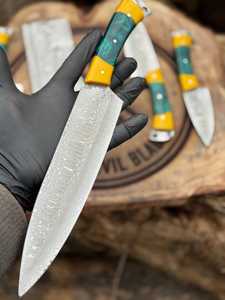 Premium Damascus Kitchen <b>Knife</b> <b>Set</b> Custom Resin Handle Chef <b>Knife</b> Collection Wholesale Supplier Stainless steel cookware - Product Image 3