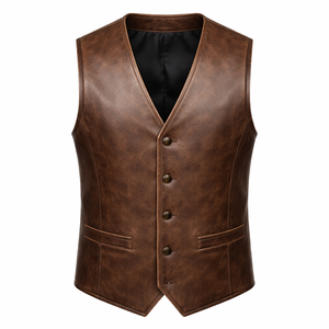 Wholesale <b>Winter</b> Breathable Vintage Leather <b>Vests</b> for <b>Men</b>-Custom Options Available From Factory Direct Supplier - Product Image 1