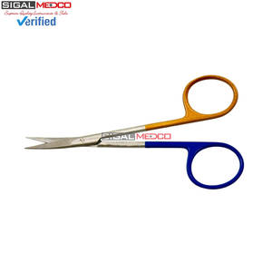 Tijeras de Disección Manuales Profesionales, Curvas y Rectas, Hojas de Acero Inoxidable, Puntas Afiladas de Precisión, Mango de Color Dorado y Azul - Product Image 6