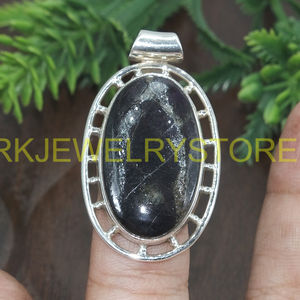 Pendentif ovale en jaspe Picasso naturel, en argent sterling 925, fait main, style vintage bohème, bijou statement, cadeau pour femme et homme - Product Image 5