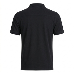 Men's Black Short Sleeve for Shirt Zipper Front Terry <b>Knitted</b> Cotton <b>Bamboo</b> Fiber Breathable Formal Solid Color Regular Fit - Product Image 2