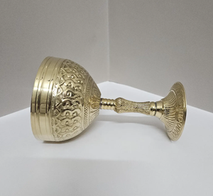 Vintage finished Marvellous ! Medieval-Inspired Chalice with Intricate Floral Engravings - Handcrafted Brass <b>Goblet</b> - Product Image 3