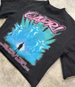 T-shirt graphique personnalisé pour homme en coton French Terry épais, coupe courte et ample, imprimé en sérigraphie - Product Image 3