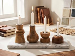 Luxury Handmade Wooden <b>Tapered</b> <b>Candle</b> Stand with Rustic Design for Home Wedding Decor - Product Image 4