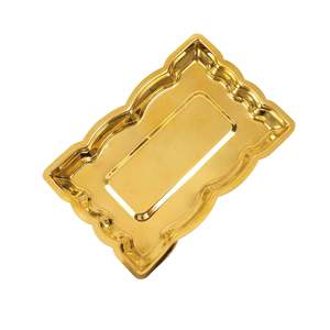 Assiette de Puja traditionnelle artisanale en laiton, Thali Pooja, Thembuland Patra, assiette rectangulaire décorative en laiton pour la maison - Product Image 4