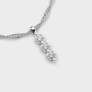 IGI Certified Round Cut Lab Grown Diamond 3 Stone Vertical Drop Pendant in Solid 925 Sterling <b>Silver</b> - Product Image 2