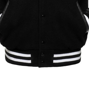 Nouvelle veste bomber universitaire en laine bleu roi et cuir noir, col montant, style universitaire, design streetwear, logo frontal - pour l'hiver - Product Image 2