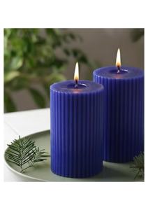 Bougie pilier en cire de soja écologique sans fumée de qualité supérieure avec parfum personnalisé et design côtelé pour la décoration festive de la maison - Product Image 1