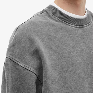 Sudadera de Cuello Redondo para Hombre, 280 g/m², Felpa Gruesa, Transpirable, Poliéster/Algodón, Color Negro Sólido Lavado, Estilo Vintage, Estampado 3D, Bordado - Product Image 4